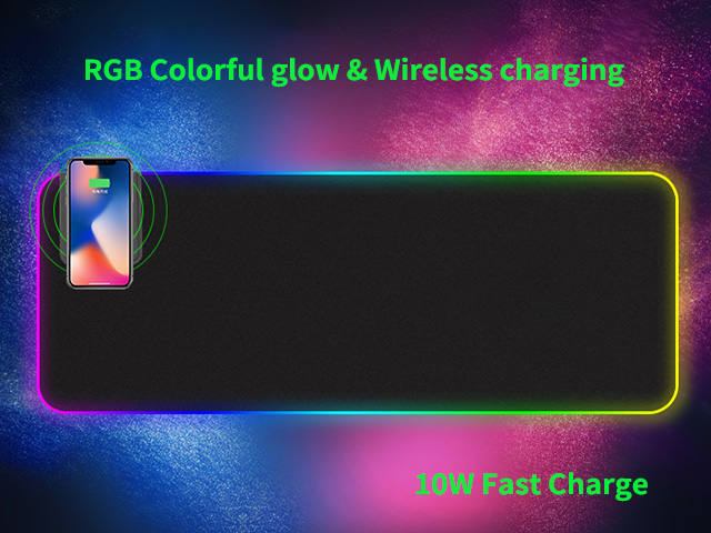 2-in-1 luminous mobile phone personality wireless charger new RGB four-sided oversized rubber LED waterproof non-slip gaming mouse pad A