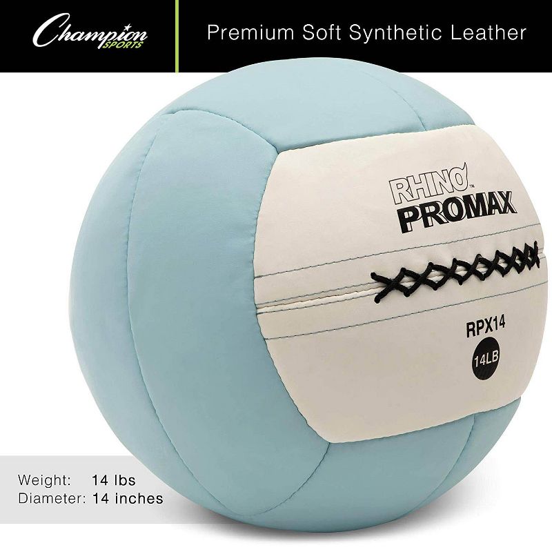 Champion Sports Soft Shell Rhino Promax Slam Light Blue Medicine Ball, 14 Pounds