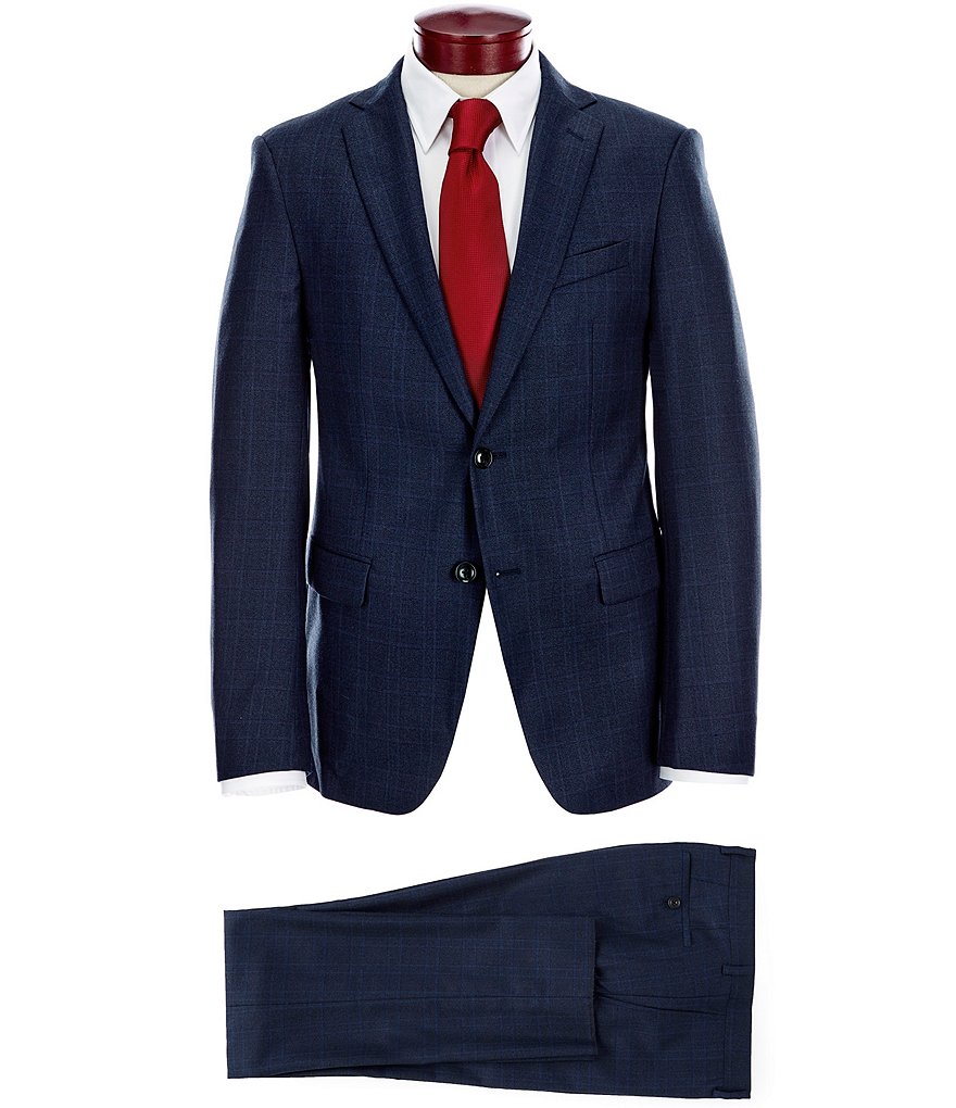 John Varvatos Signature Tailored Slim Fit Plaid Wool Suit