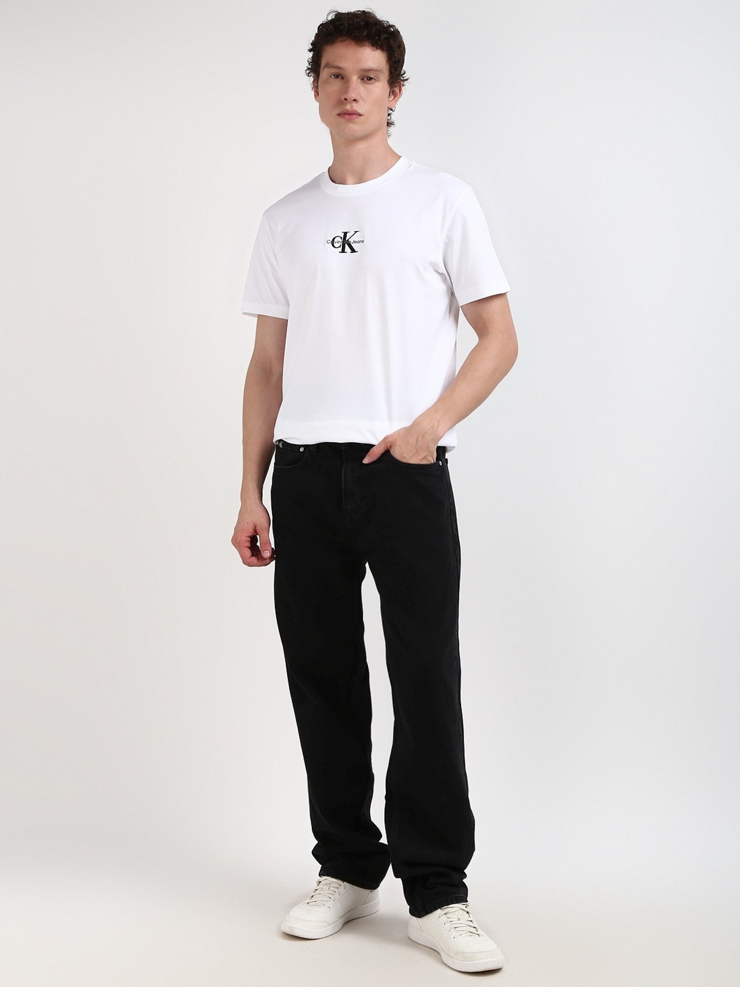 Calvin Klein Jeans White Cotton Regular Fit T-Shirt