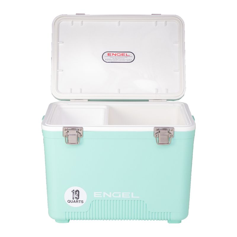 Engel 19 Quart 32 Can Leak Proof Odor Resistant Insulated Cooler Drybox with Integrated Shoulder Strap, Seafoam