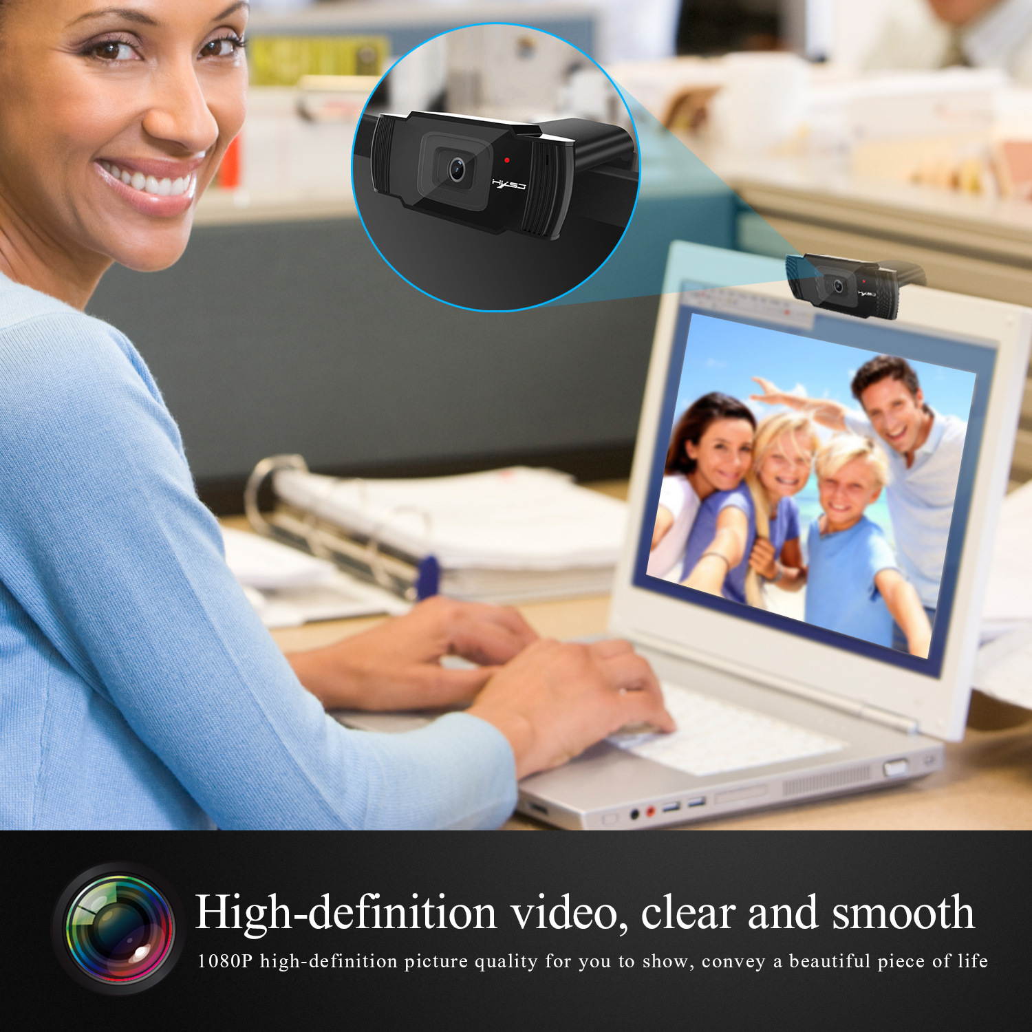 S70 5MP 30FPS Webcam with Microphone, 1080P HD USB Web Camera, Built-in Dual Noise Reduction Mics, Wide-Angle for Zoom YouTube Skype FaceTime Hangouts, PC Mac Laptop Desktop
