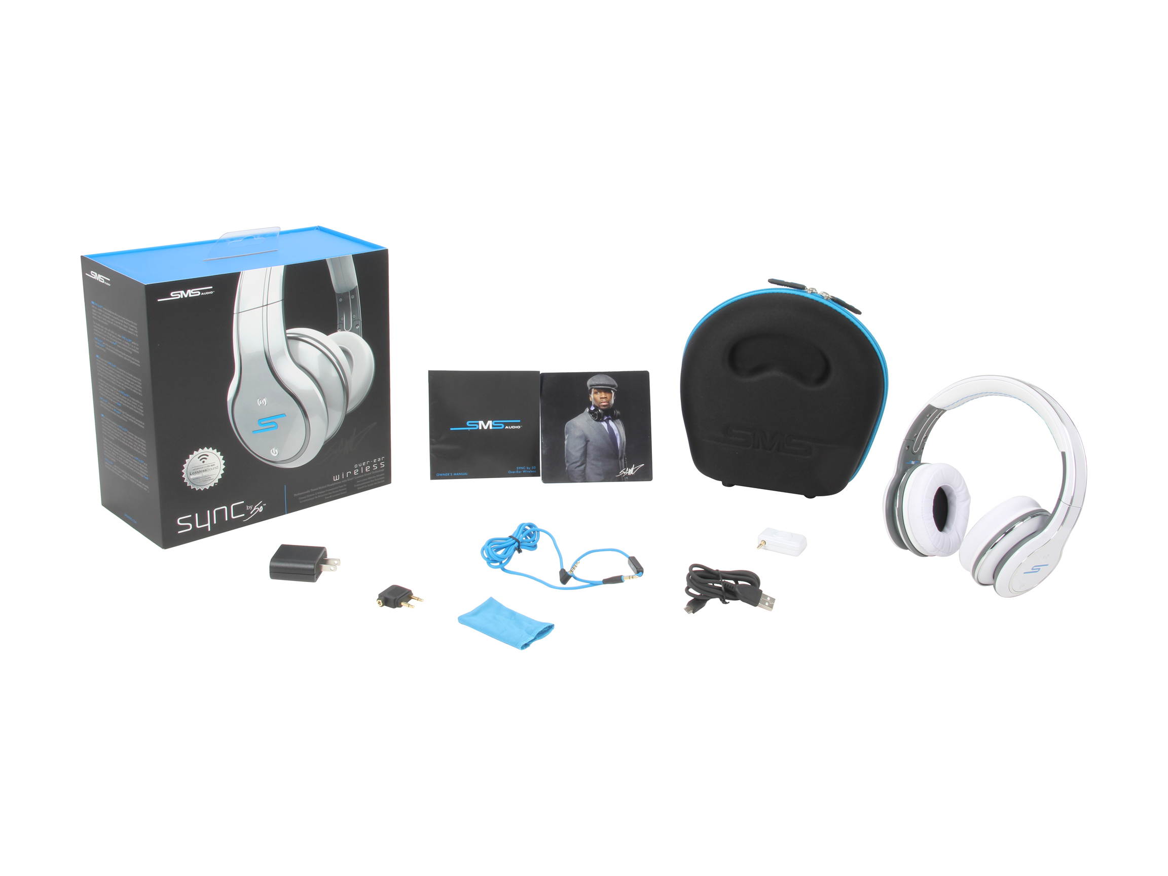 SMS Audio White SMS-WS-WHT Over-Ear SYNC by 50 Wireless Headphone