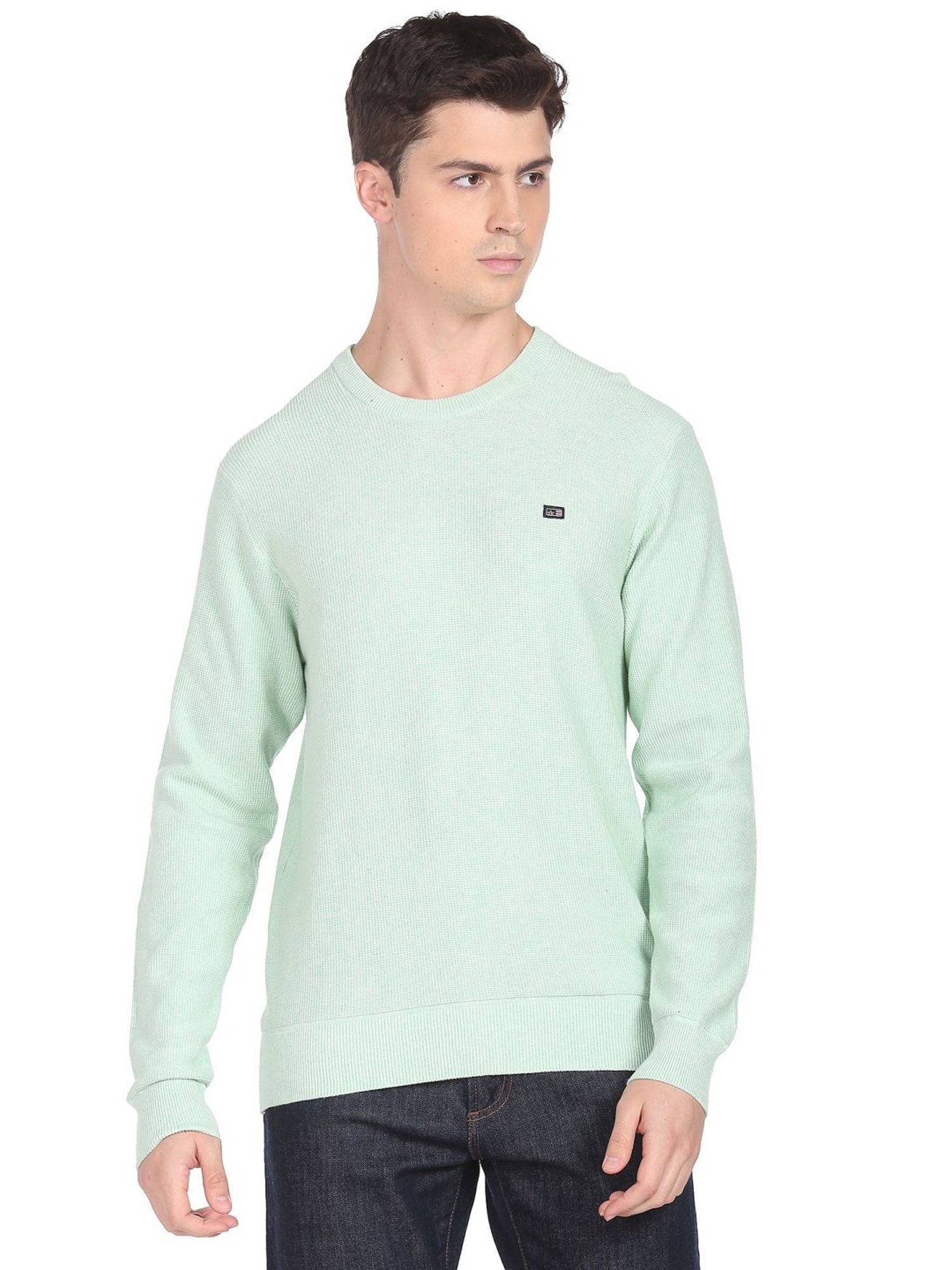 Arrow Sport Light Green Regular Fit Sweater