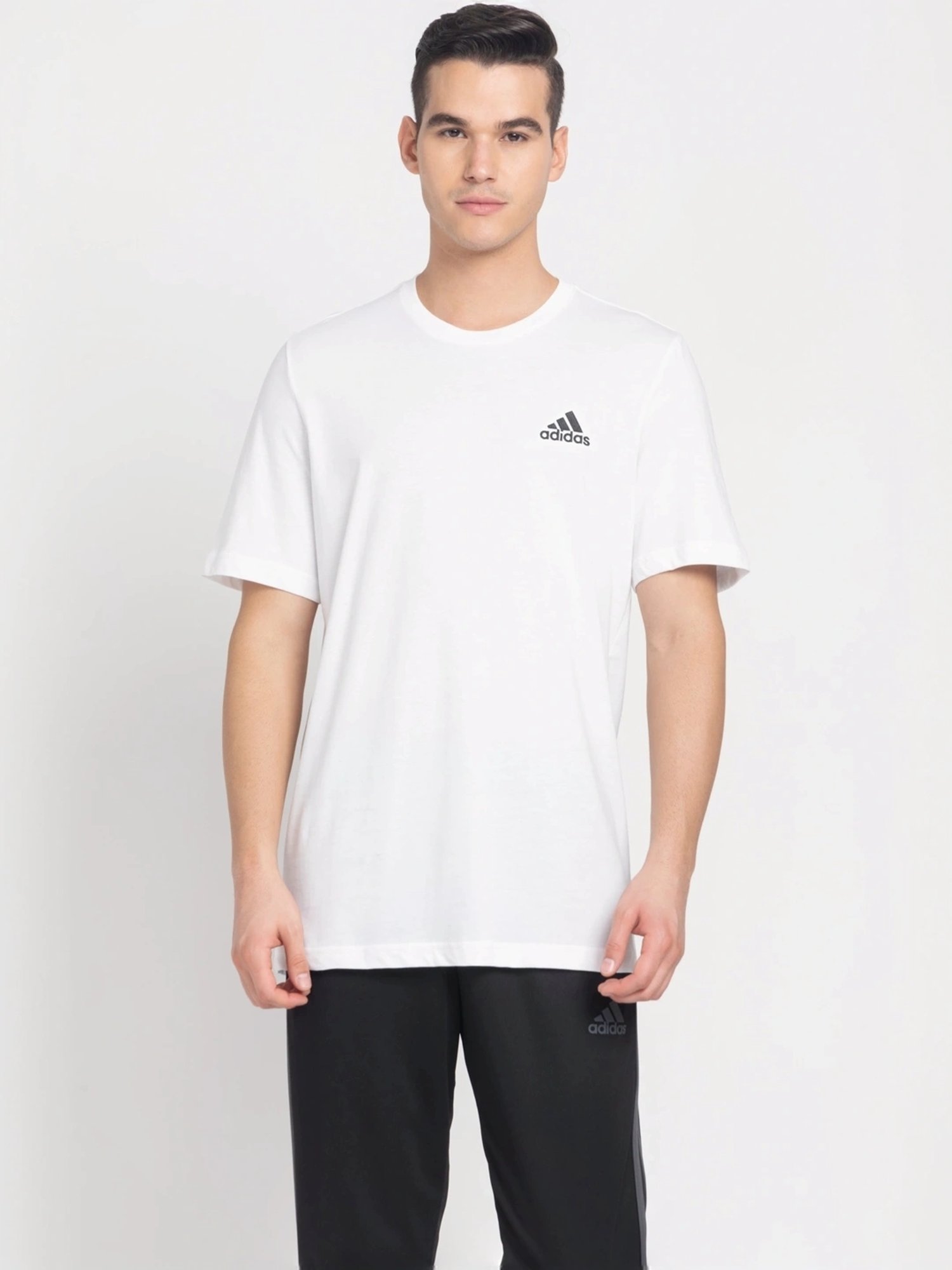 Adidas White Cotton Regular Fit T-Shirt