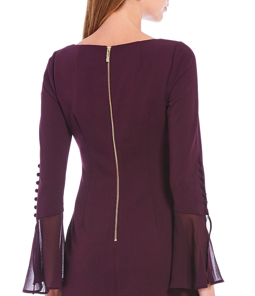 Calvin Klein Chiffon Bell Sleeve Sheath Dress