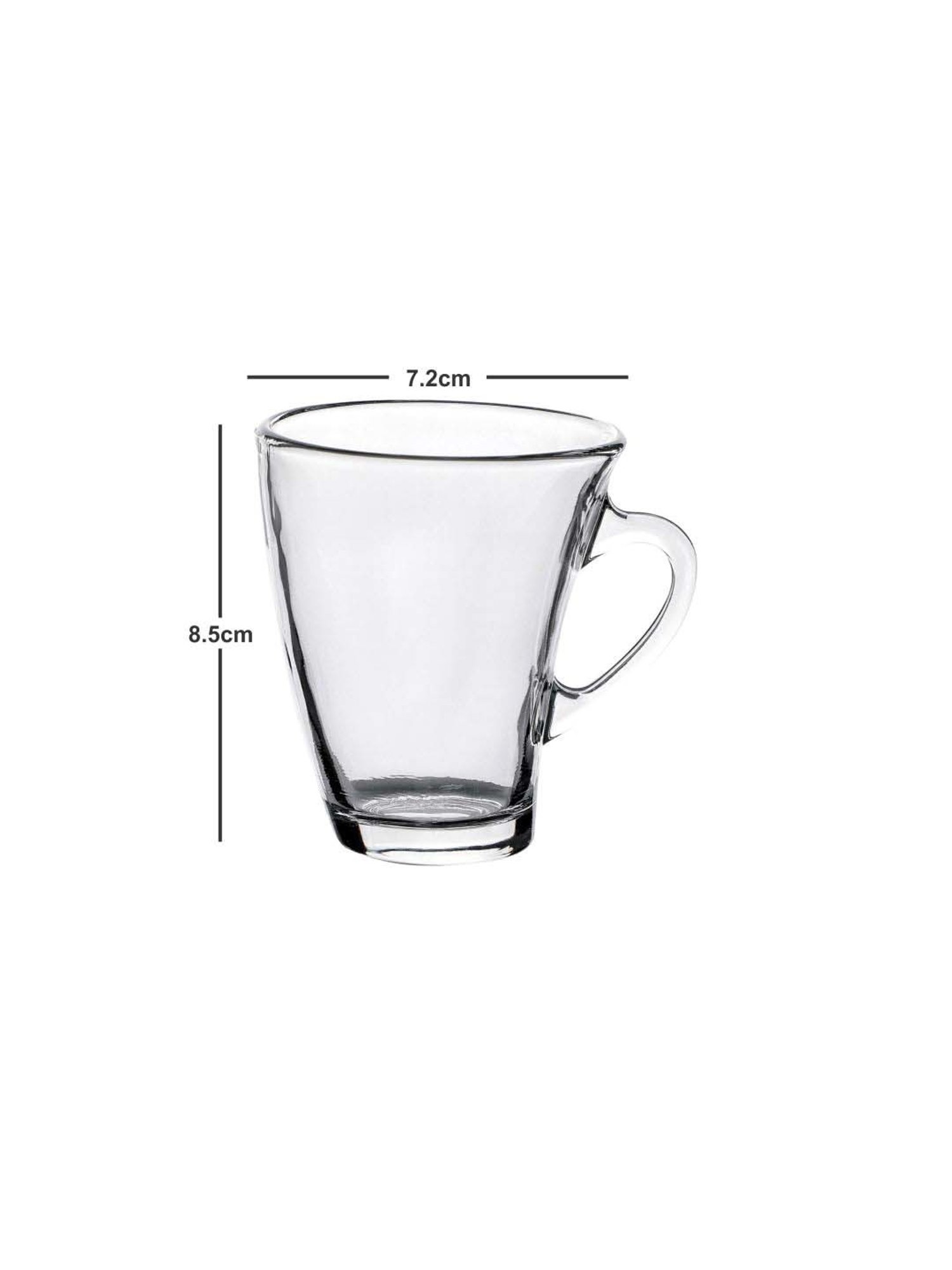 ROXX Delta Transparent Glass Coffee Mug (0.165 L) - Set of 12