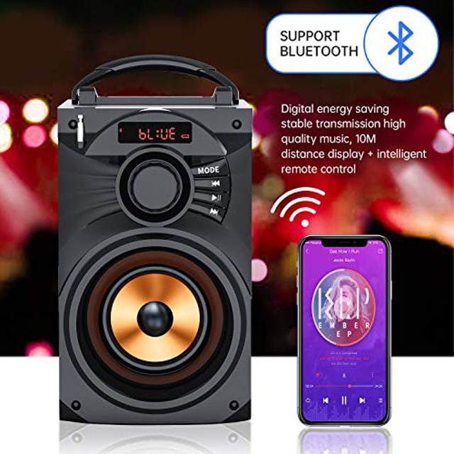 Portable Bluetooth Speaker Subwoofer Heavy Bass Wireless Outdoor/Indoor Party Speaker Line in Speakers Support Remote Control FM Radio TF Card LCD Display for Home Party Phone Computer PC?Travel