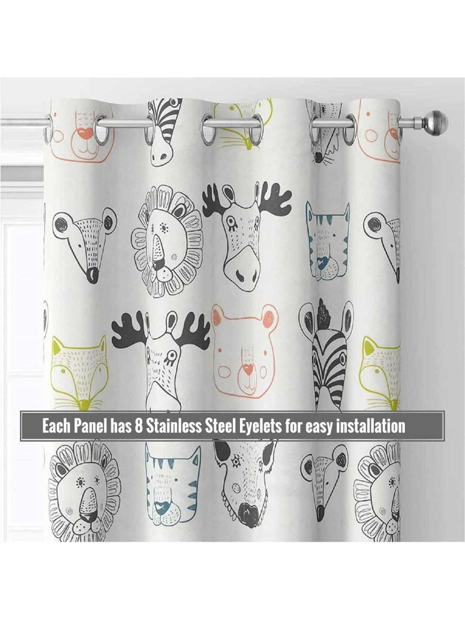 Urban Space White Polyester Door Curtain With Tieback & Eyelet