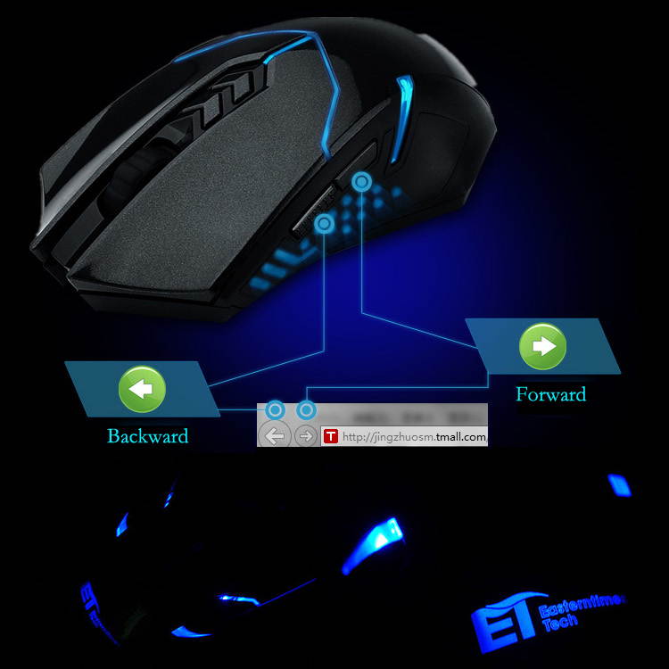 E-Blue 2.4GHz Cordless 8D 2000DPI ET Tech X-08 X4 6 Buttons USB Optical Wireless Gaming Mouse