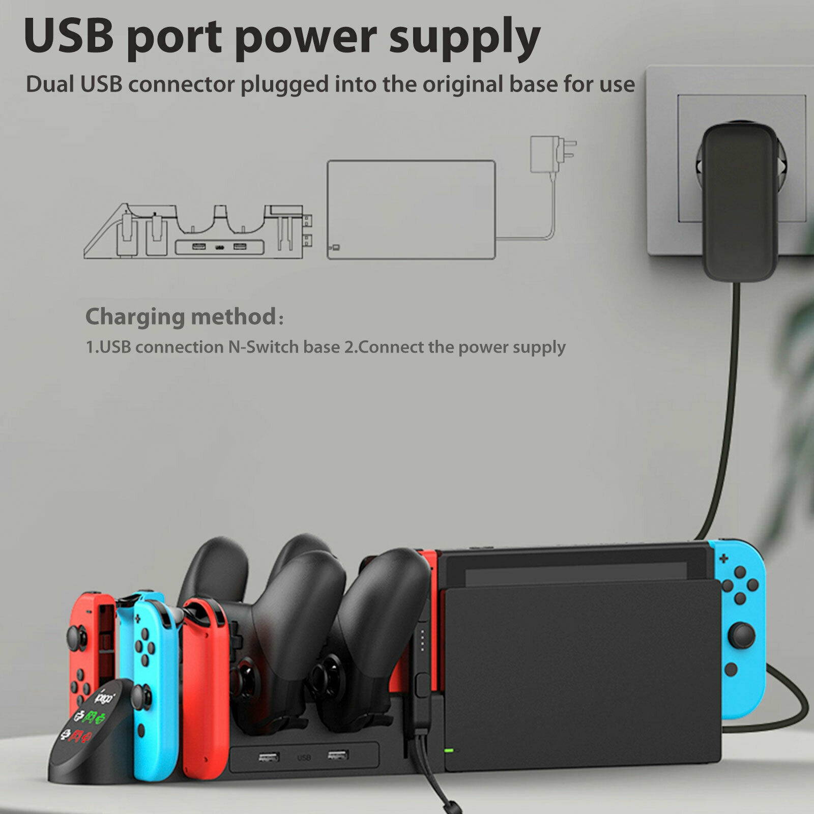 Upgraded LED Fast Charging Docking Stand For Nintendo Switch Controller Joy-con