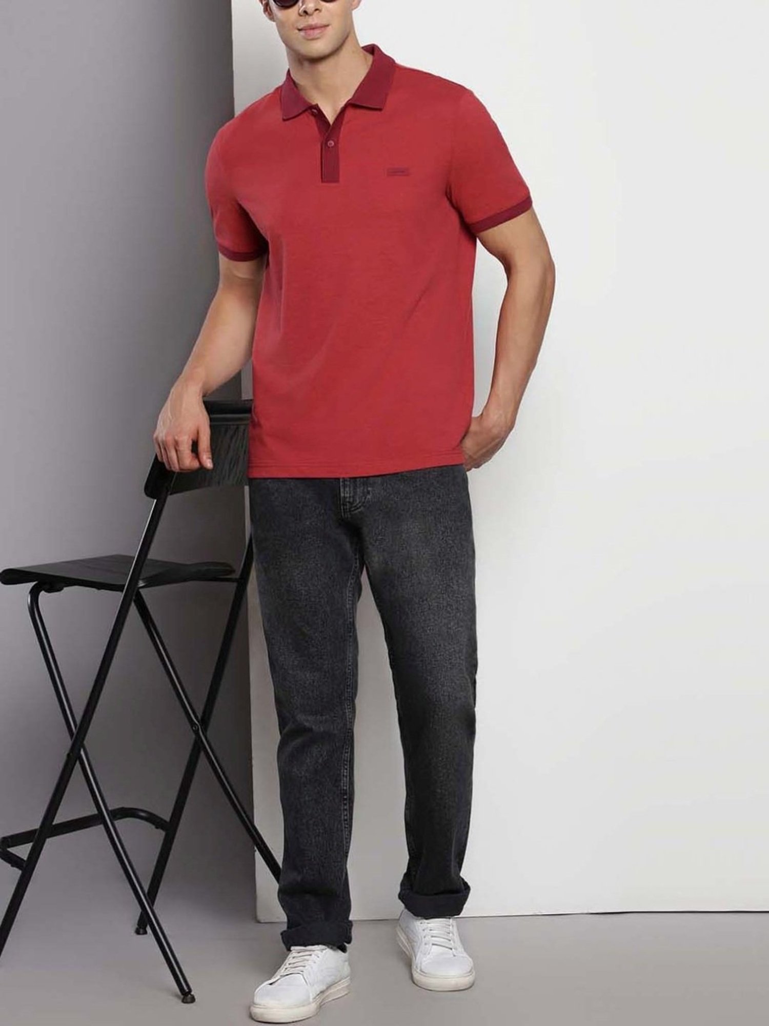 Calvin Klein Deep Starfire / Baked Apple Cotton Regular Fit Polo T-Shirt