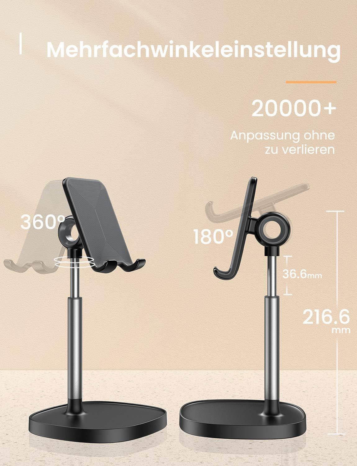 Cell Phone Stand,Angle Height Adjustable Stable LISEN Cell Phone Stand For Desk,Sturdy Aluminum Metal Phone Holder,Compatible with Mobile Phone/iPad/Kindle/Tablet,4-10inch