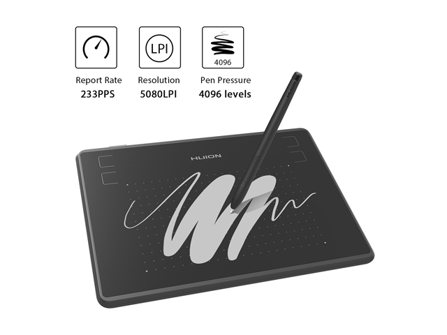 Huion Inspiroy H430P Graphics Drawing Tablet 4.8 x 3 inches with Battery-Free Pen Recognize 4096 Pen Pressure with a Glove