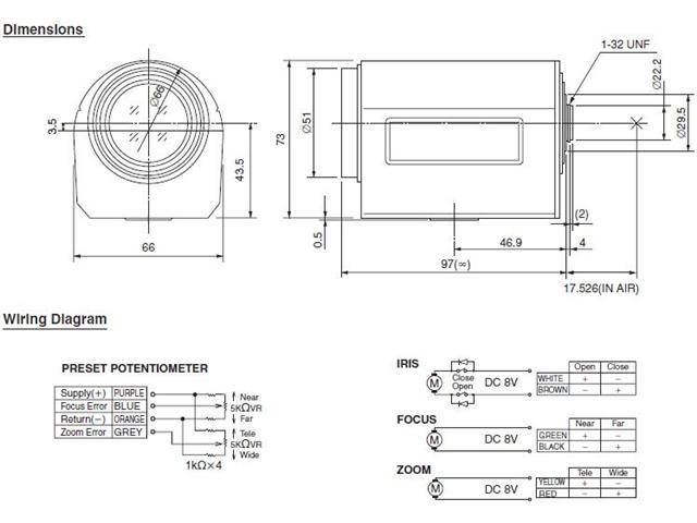 Computar Ganz High Quality CCTV Camera Lens H6Z0812MP 1/2" 8-48mm f1.2 6X Motorized Zoom, 3 motors w/preset (C Mount)