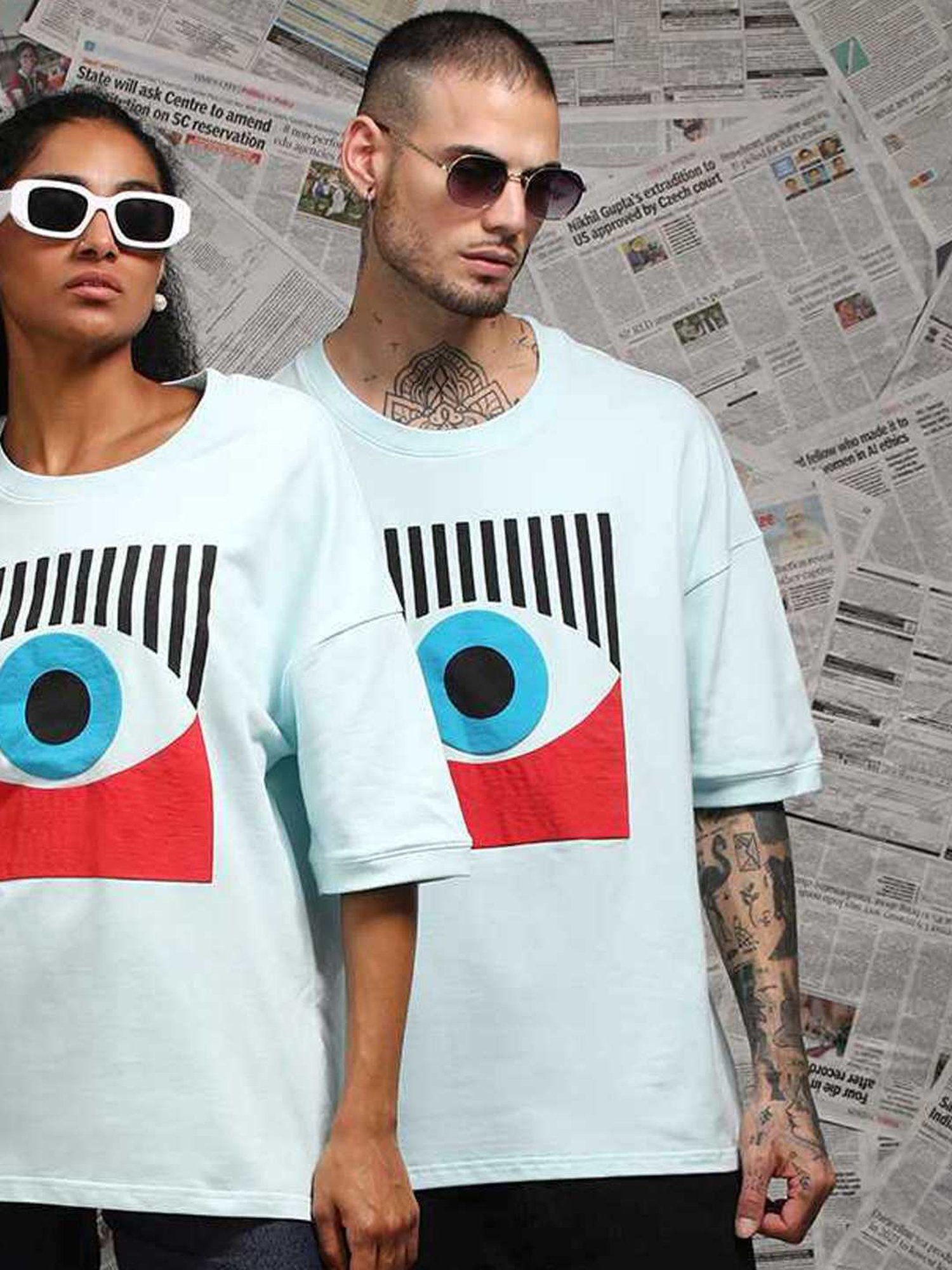 Dillinger Blue Loose Fit Printed Unisex T-Shirt