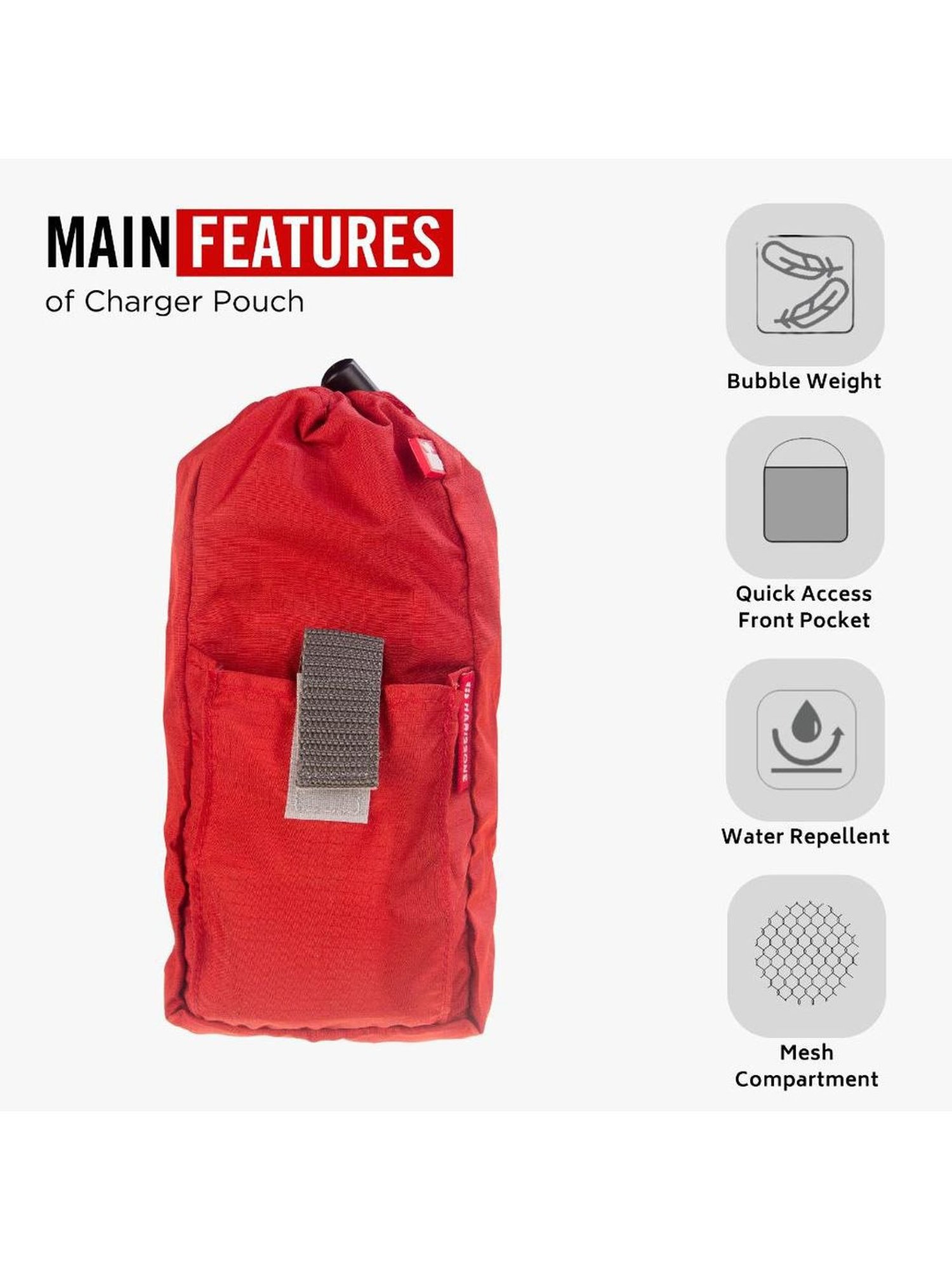 Harissons Red Polyester Solid Pouch