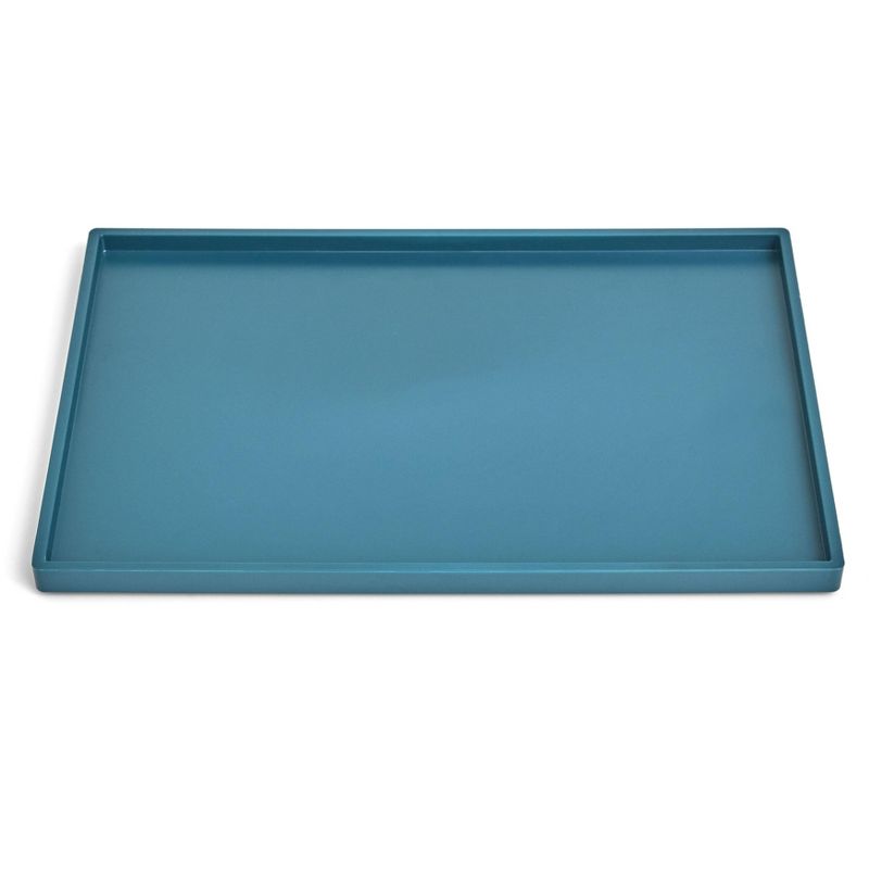 TRU RED Slim Stackable Plastic Tray, Teal TR55268 