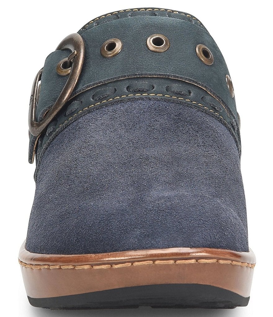 Born Banyan Suede Buckled Strap Suede Leather Clogs