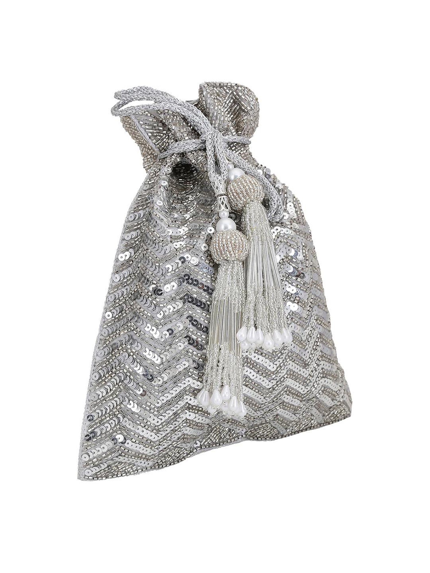 Tarini Nirula Grey Silk Potli