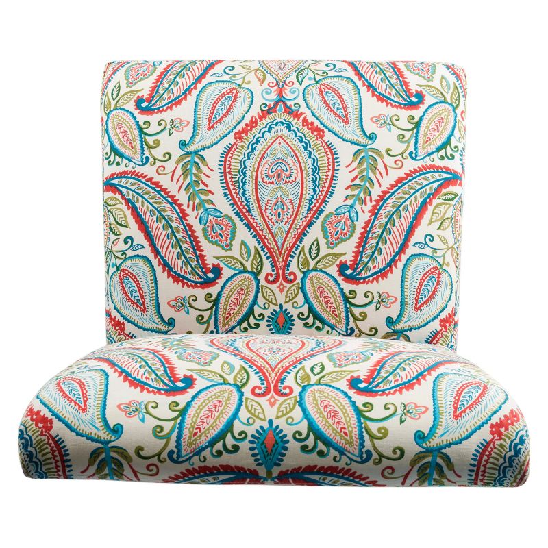 Slipper Accent Chair and Ottoman Coral/Turquoise - HomePop