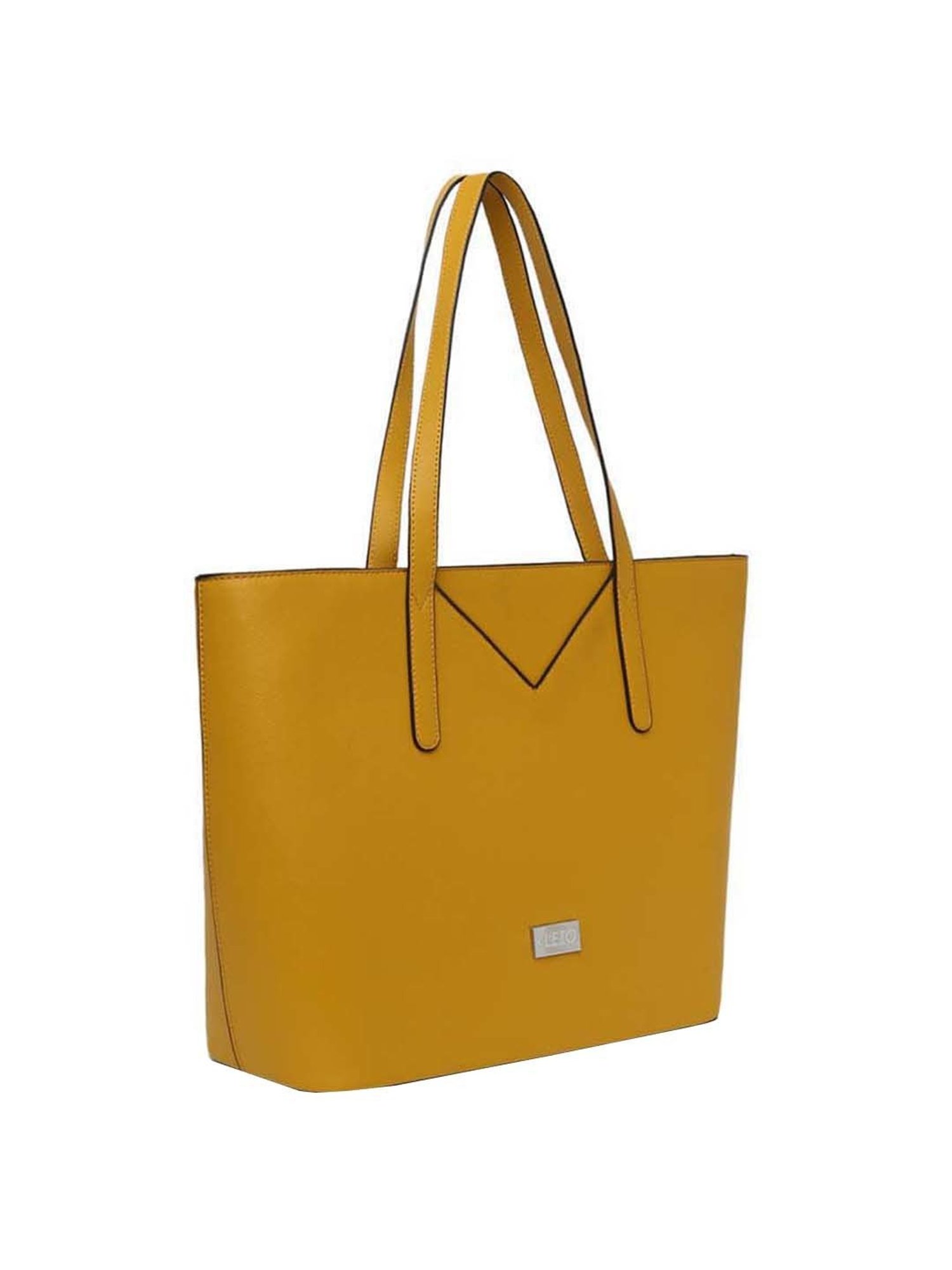 KLEIO Mustard Solid Medium Tote Handbag
