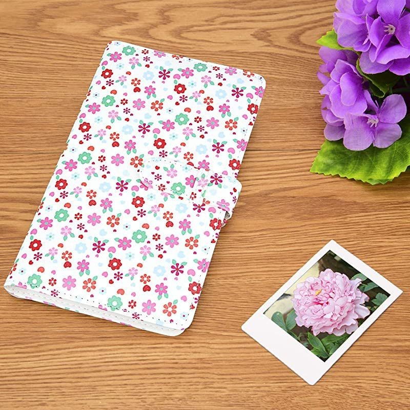 Floral Wallet PU Leather Photo Album Compatible with Fujifilm Instax Mini 11 9 8 90 8+ 26 Instant Camera Film, Polaroid Snap Zip Z2300 PIC-300 Film (White Floral)