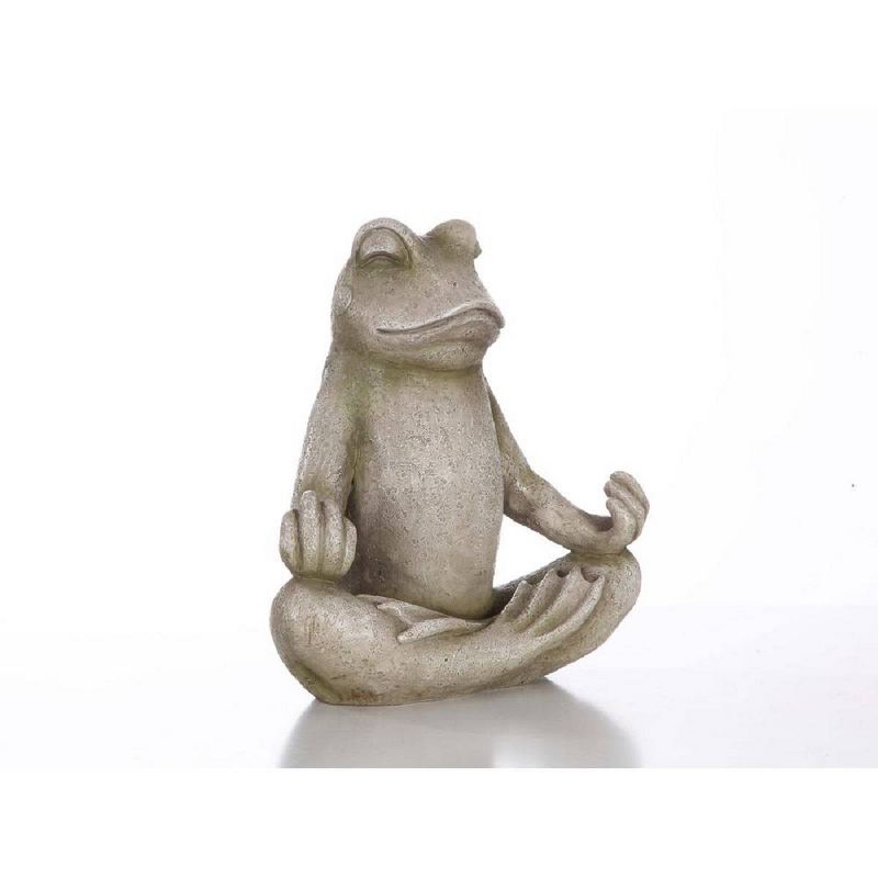 12" Polyresin Frog Sitting in Lotus Position Outdor Zen Statue Light Green - Hi-Line Gift
