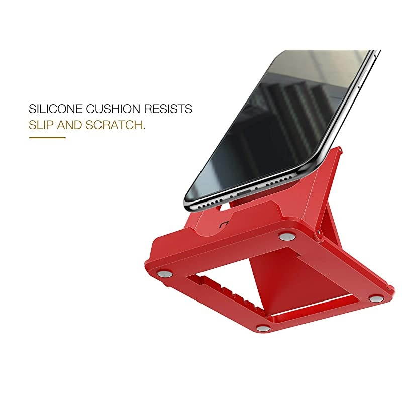 2 Pack Phone/Tablet Stand, Foldable Desktop Holder for 4-11" Devices, Fit iPhone 12 Pro Max/12 Mini, 11 Pro Max, iPad Pro 11/10.2 (8th Gen) /Air 3/Air 4 10.9/Mini 5, Galaxy S20, Red