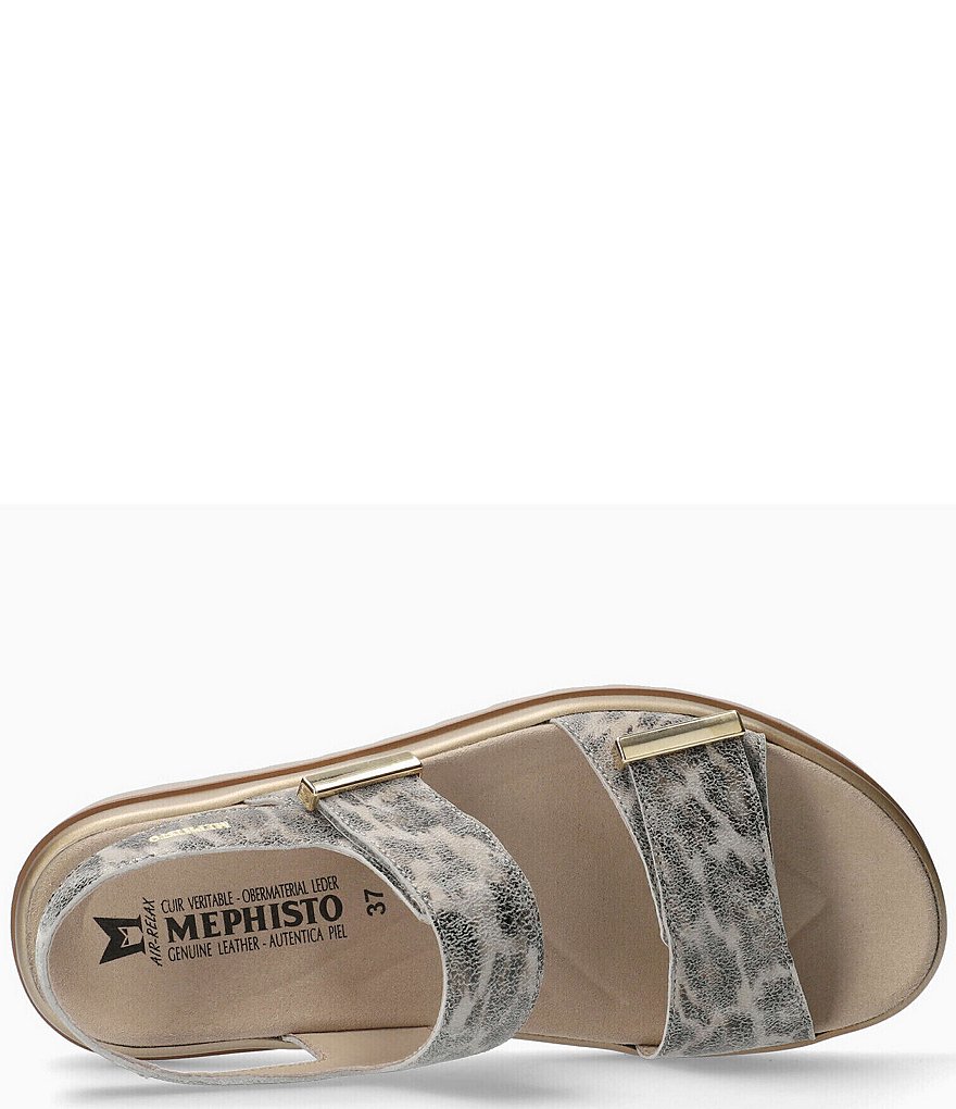 Mephisto Dominica Leopard Print Leather Wedge Sandals