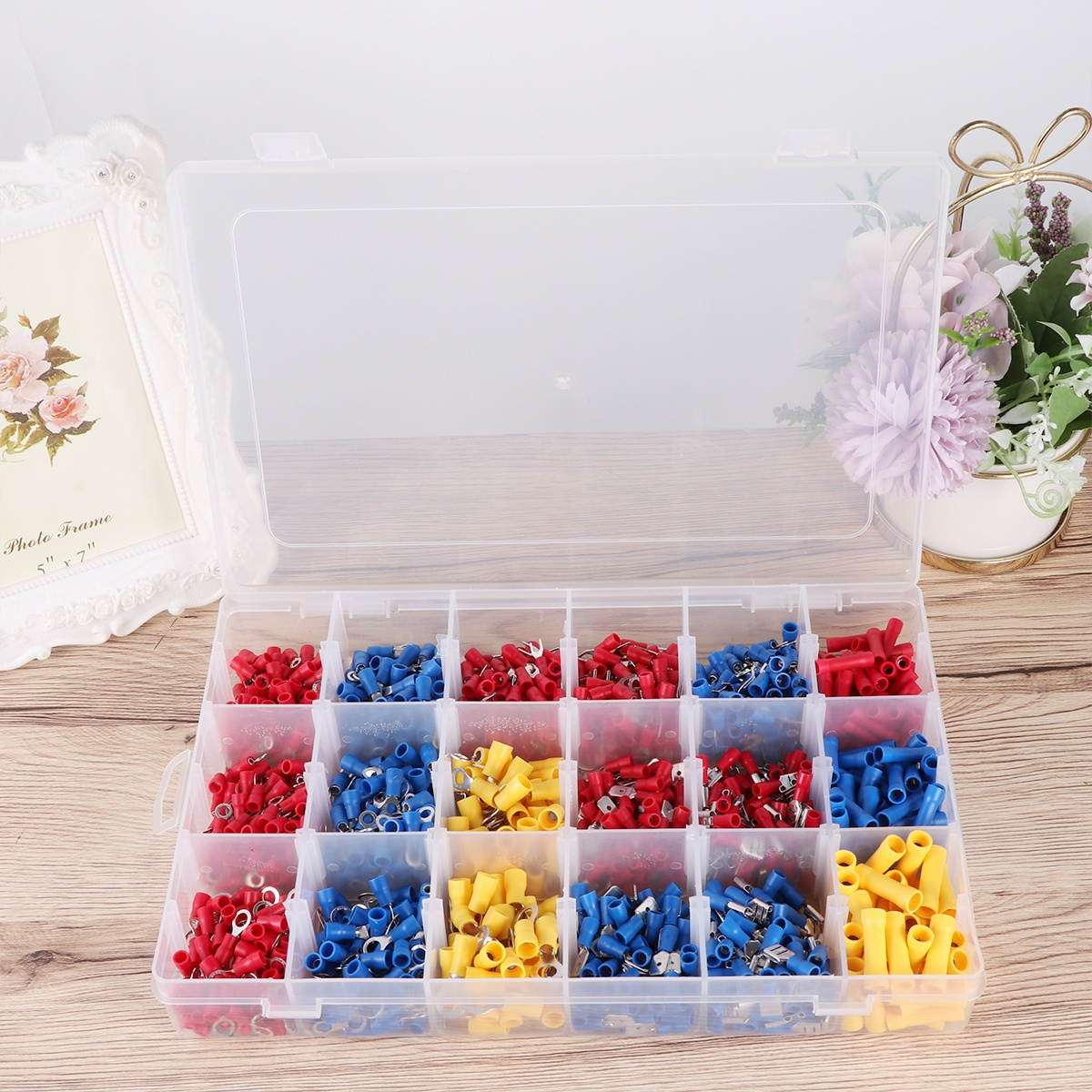 1300pcs Copper Amphenol Connector Heavy Duty Wire Lugs Battery Cable Closed Ends Bare Copper Eyelets Tubular Ring Terminal Connectors