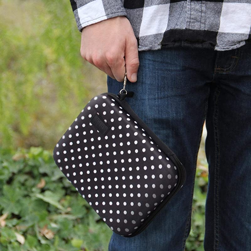 Hard Shell Electronic Organizer Travel Case 7.5 Inch with Weather Resistant Exterior and Large Mesh Accessory Pocket - Compatible with Garmin GPS, Chargers, and More Electronics - Polka Dot