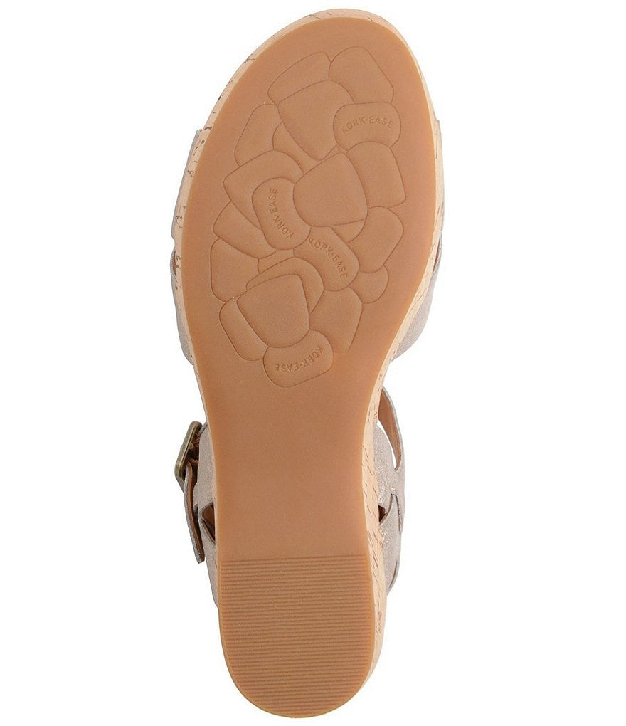 Kork-Ease Myrna Ankle Strap Banded Leather & Cork Wedge Sandals
