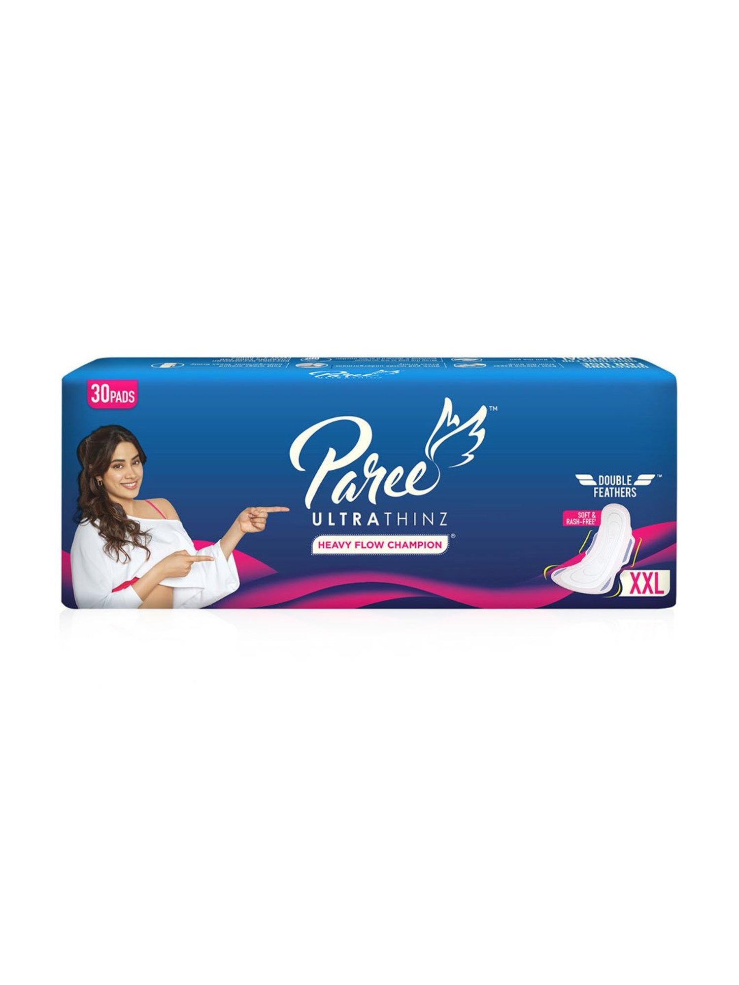 Paree Ultra Thinz Soft & Rash Free Sanitary Trifold XXL Pads for Women - 30 Pcs