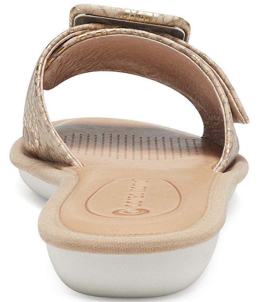 CC Corso Como Bahlia Metallic Snake Leather Buckle Slide Sandals