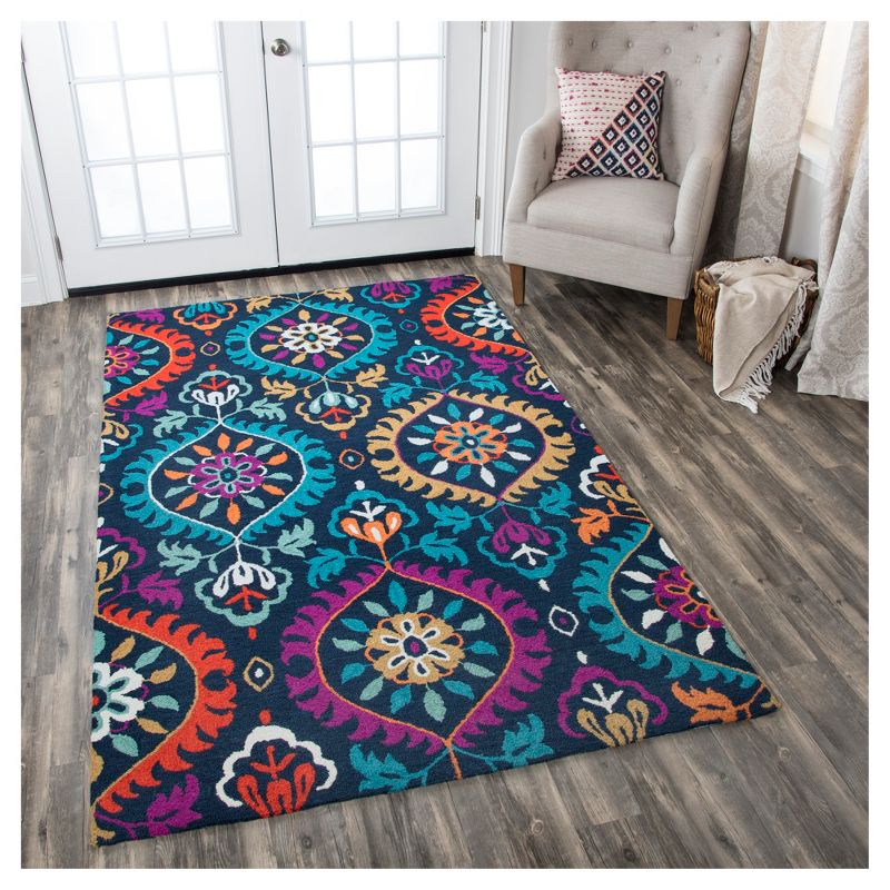 Navy Abstract Tufted Area Rug - (5'x8') - Rizzy Home