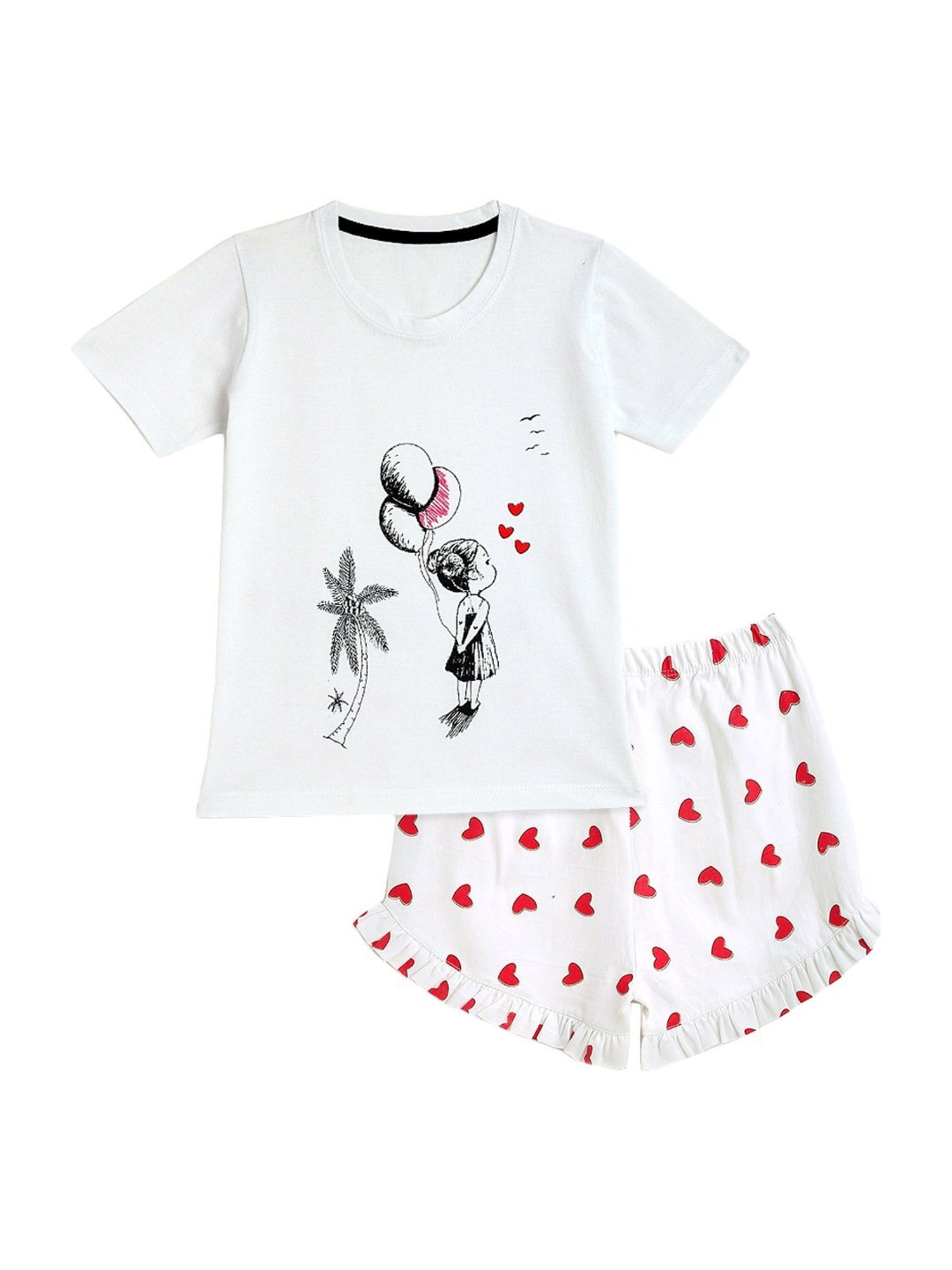 Kids Craft White Cotton Printed T-Shirt & Shorts