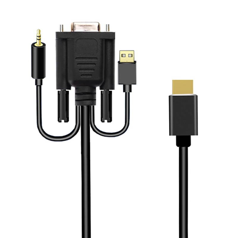 HDMI to VGA Adapter Cable HDMI Male to VGA Female 1080P Video Cable Audio Converter 2M