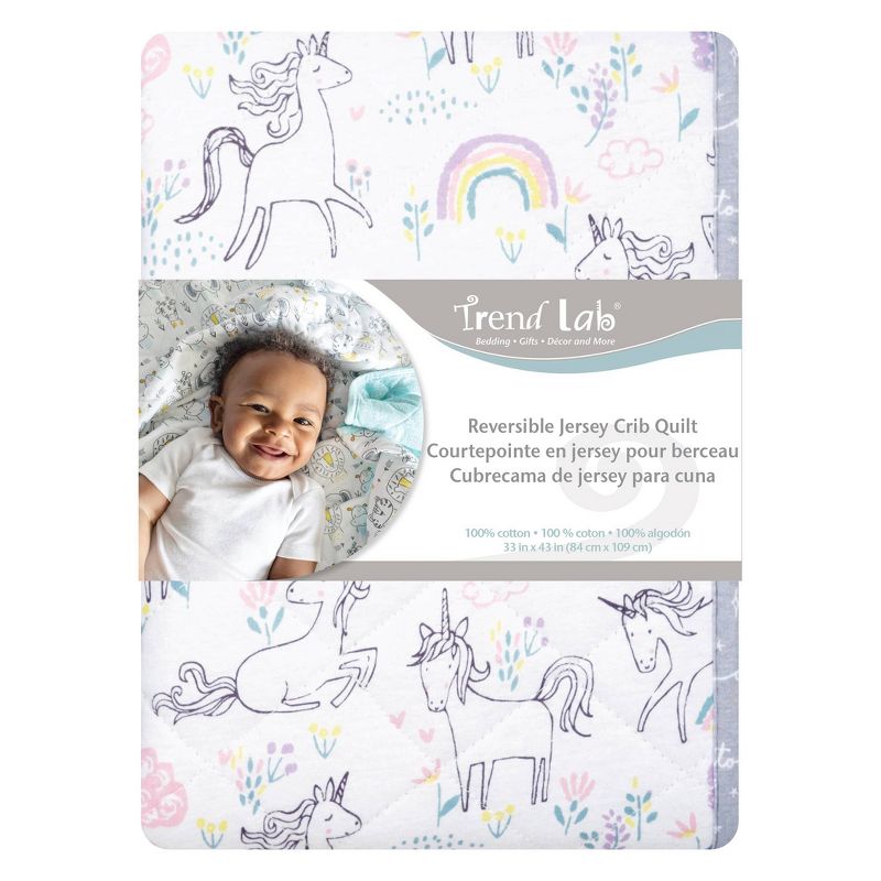 Trend Lab Reversible Baby Quilt - Playful Unicorns