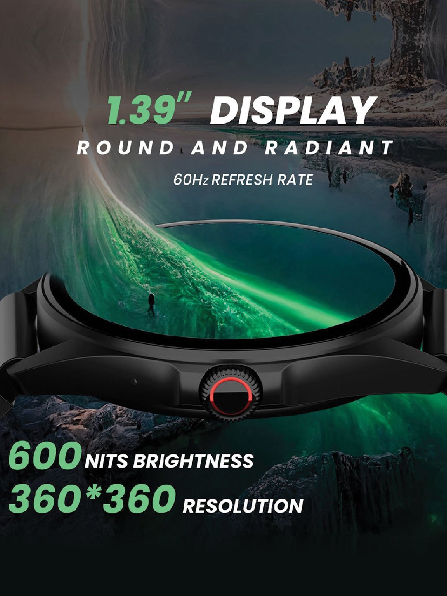 Hammer Cyclone 1.39 inch Round Dial Rotating Crown Smartwatch with Calling Function (Midnight Black)