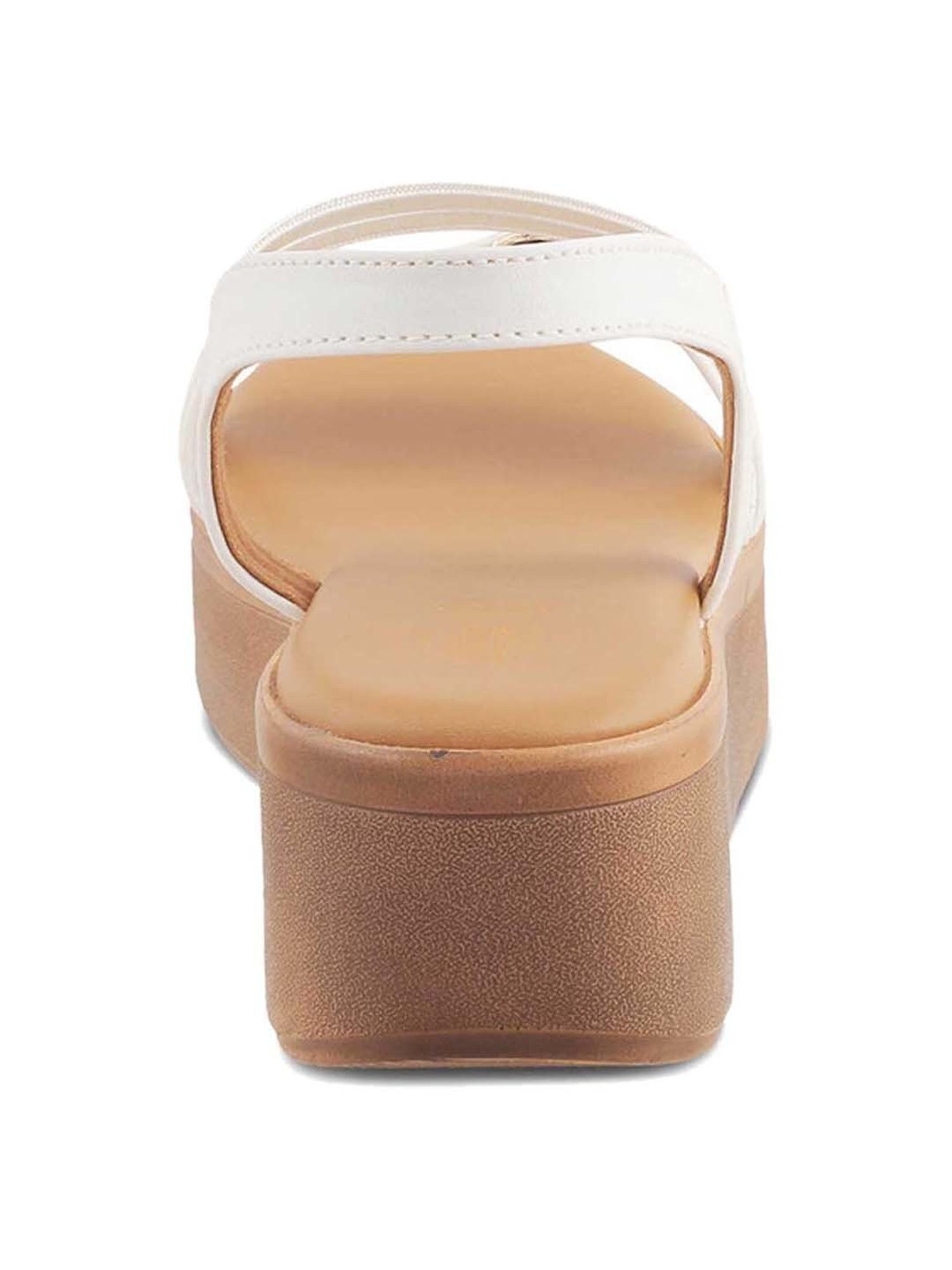 Tresmode Women's White Ankle Strap Wedges