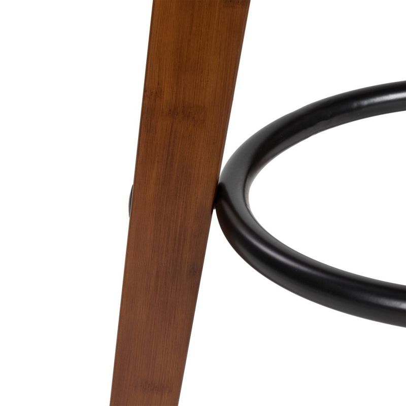 Set of 2 Bamboo Swivel Upholstery Barstools Brown - Glitzhome