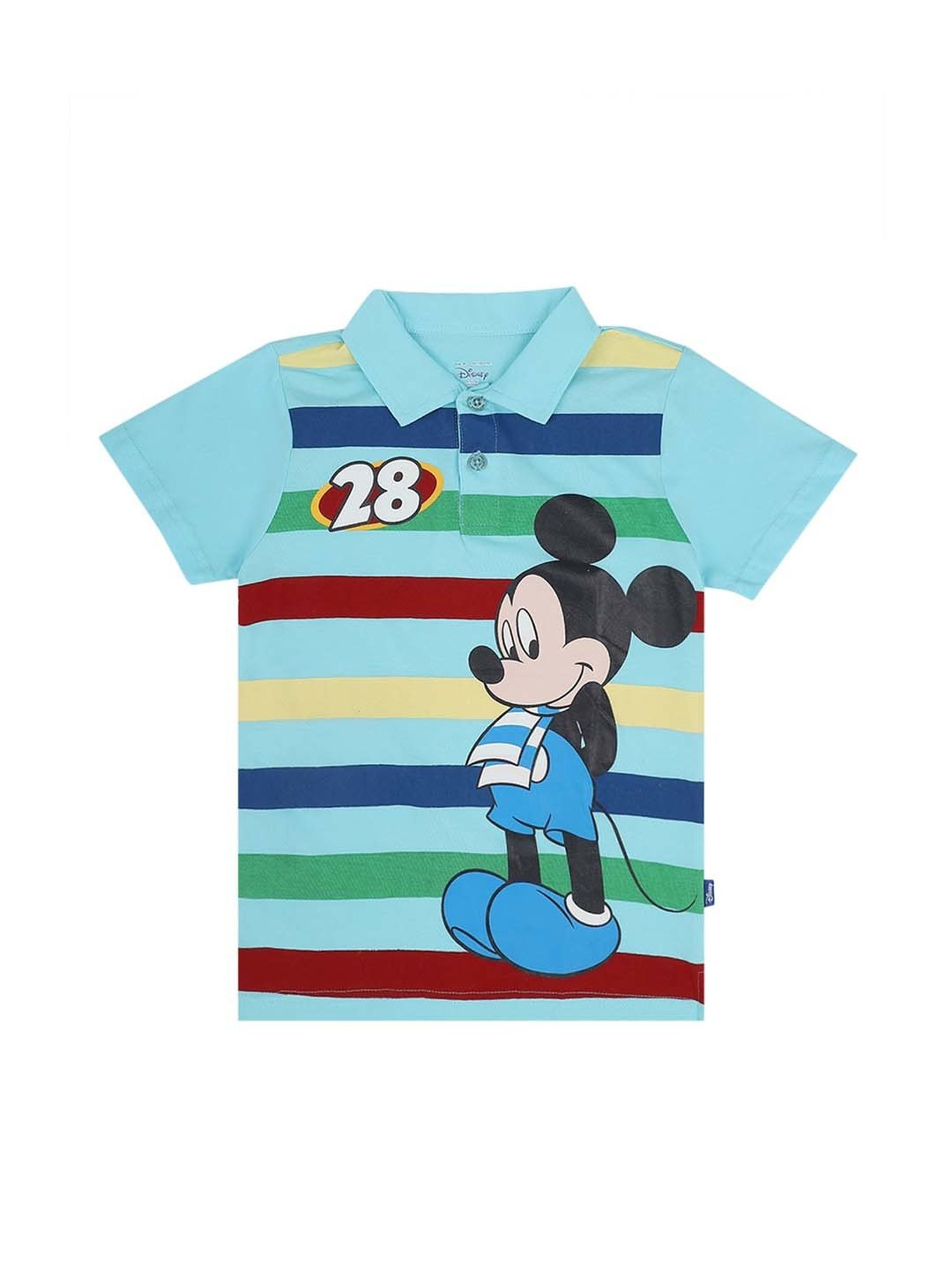 Proteens Kids Blue & Red Cotton Printed Mickey & Friends Polo T-Shirt