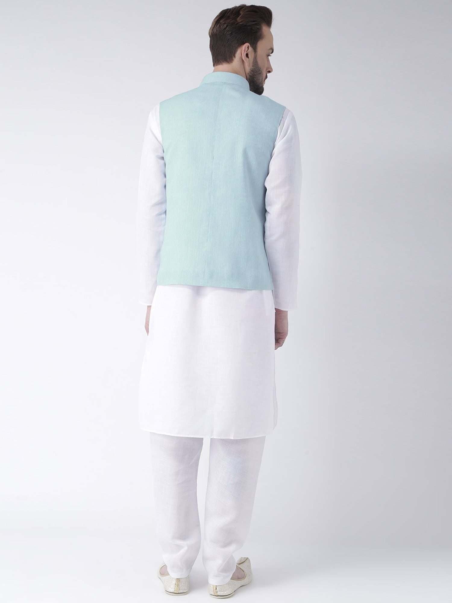 Vastramay White Cotton Straight Fit Embroidery Ethnic Suits