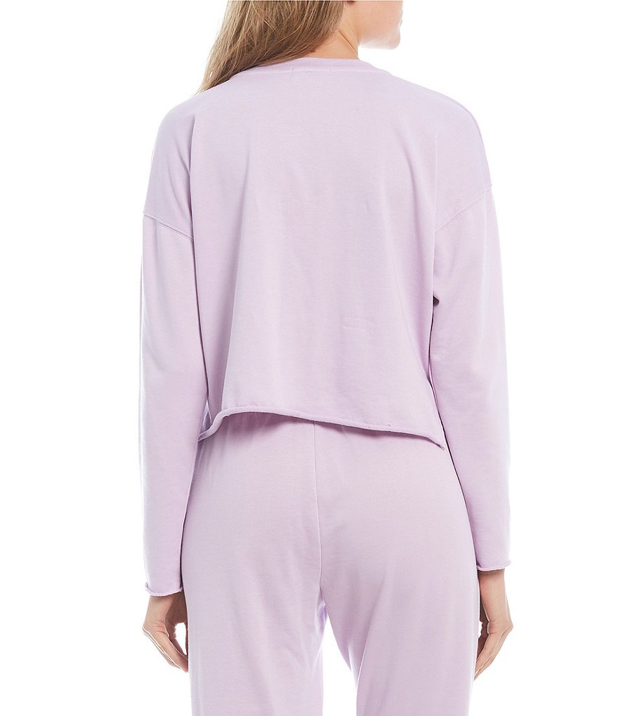 GB Split Raw Hem Pocket Long Sleeve Coordinating Pullover Top