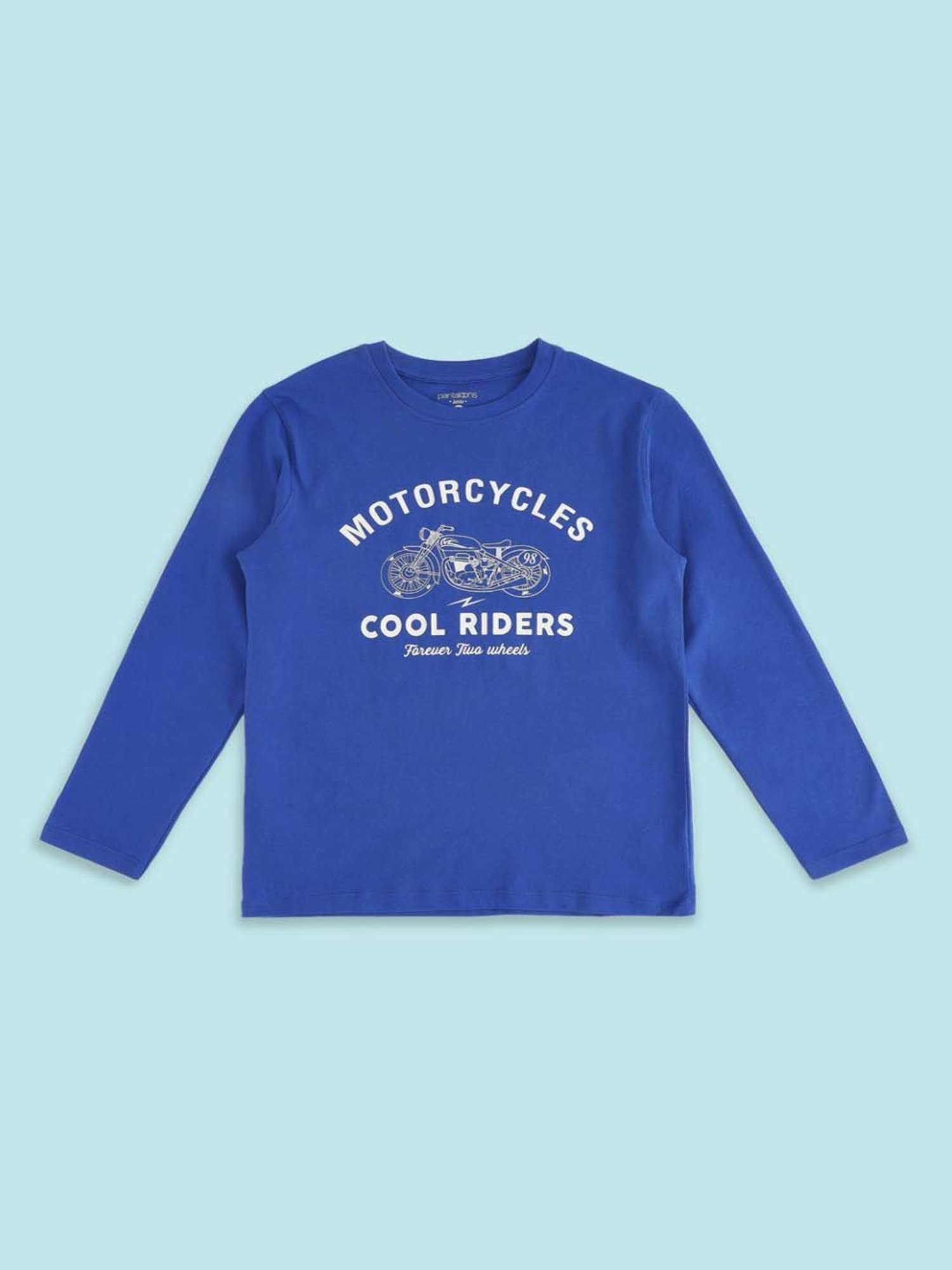 Pantaloons Baby Kids Blue & Grey Cotton Printed Full Sleeves T-Shirt