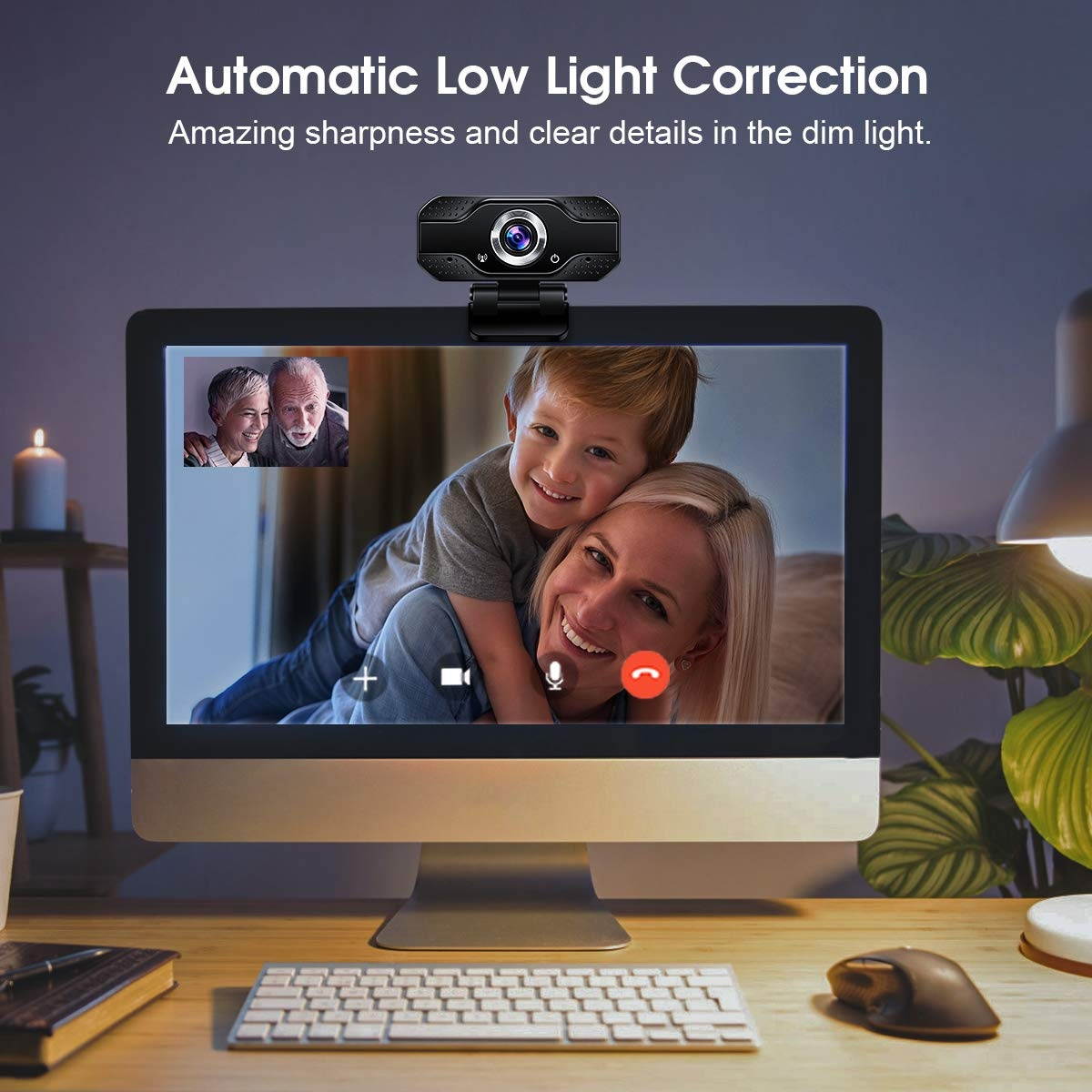 Video Calling Recording Conferencing Live Class Webcam,1080P Full HD Webcam USB Desktop & Laptop Webcam Live Streaming Webcam with Microphone Widescreen HD Video Webcam