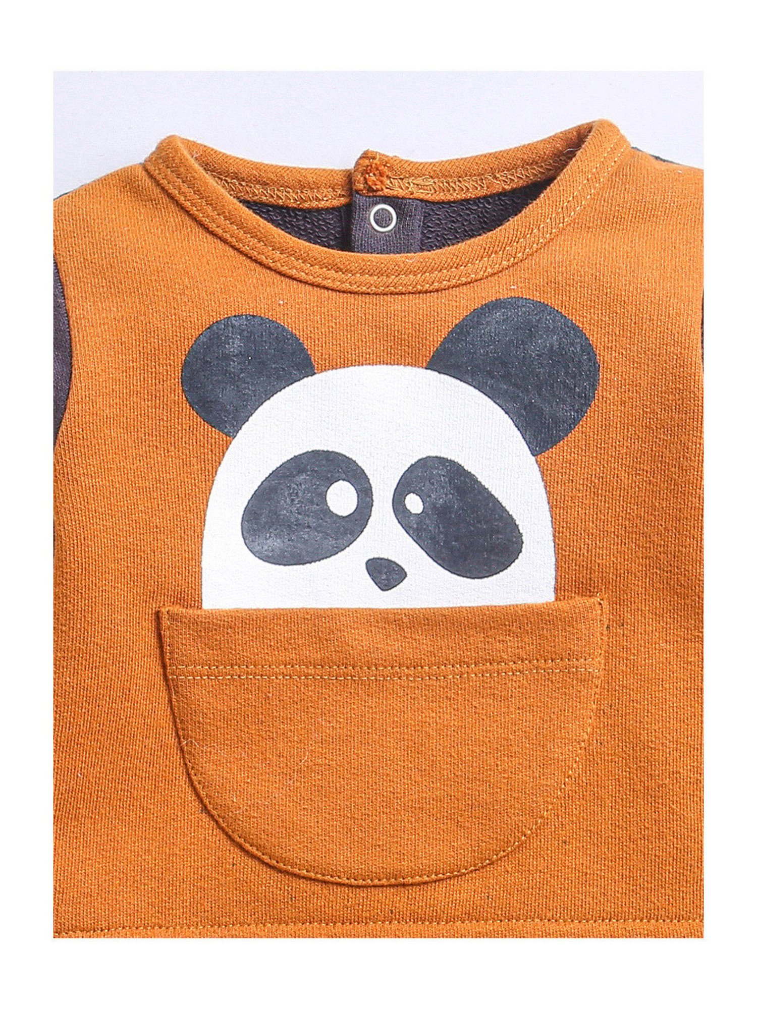 Nino Bambino Kids Brown & Orange Printed Full Sleeves Romper