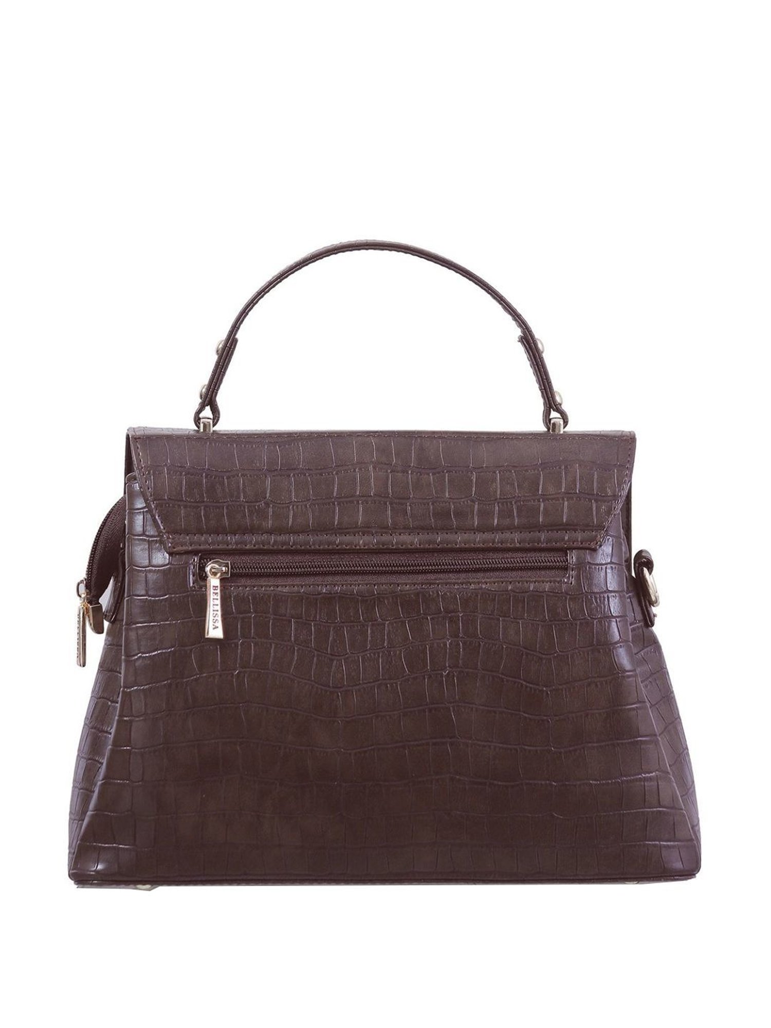 Bellissa Brown Textured Medium Premium Satchel Handbag