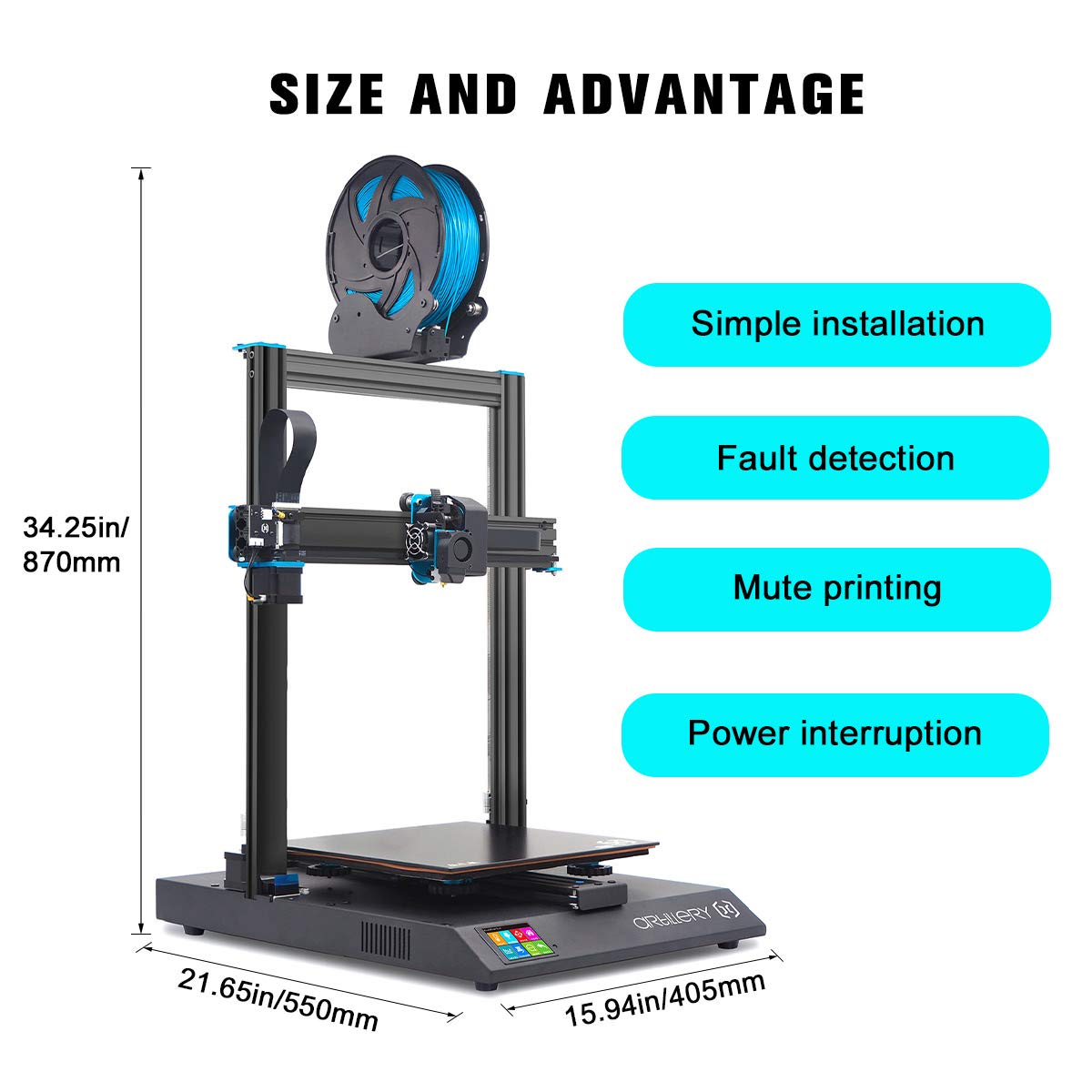 Artillery Genius 3D Printer High-Precision Dual Z-Axis TFT Screen Filament Runout Sensor & Power Failure Recovery